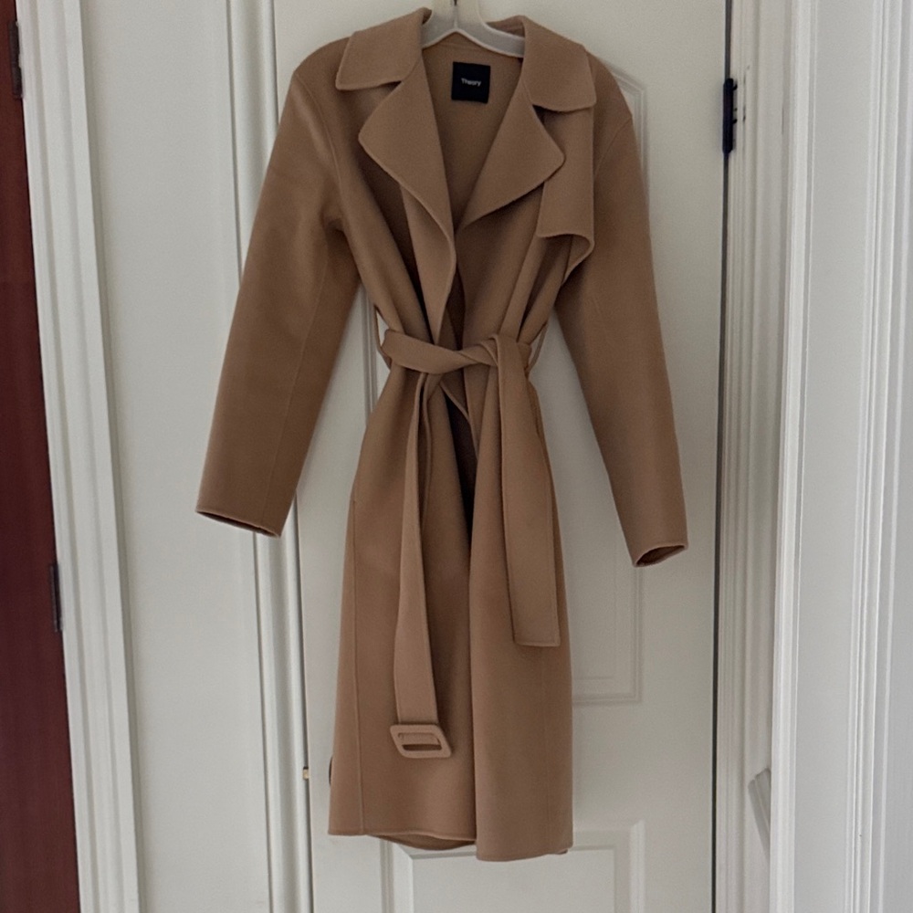 Theory Women's Camel Belted Trench Coat - Picture 2 of 2